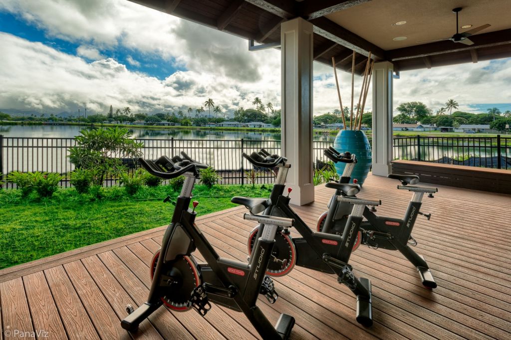A gym open to the outdoors.