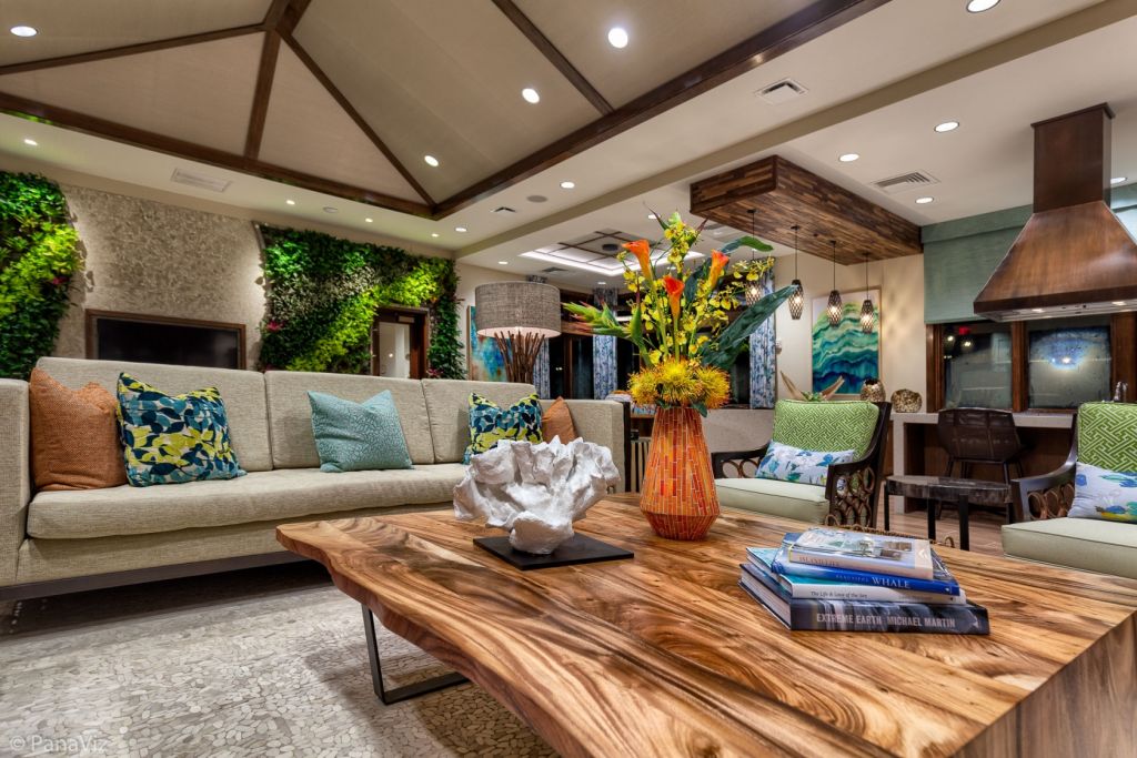 Capturing the locally sourced furnishings and decor.