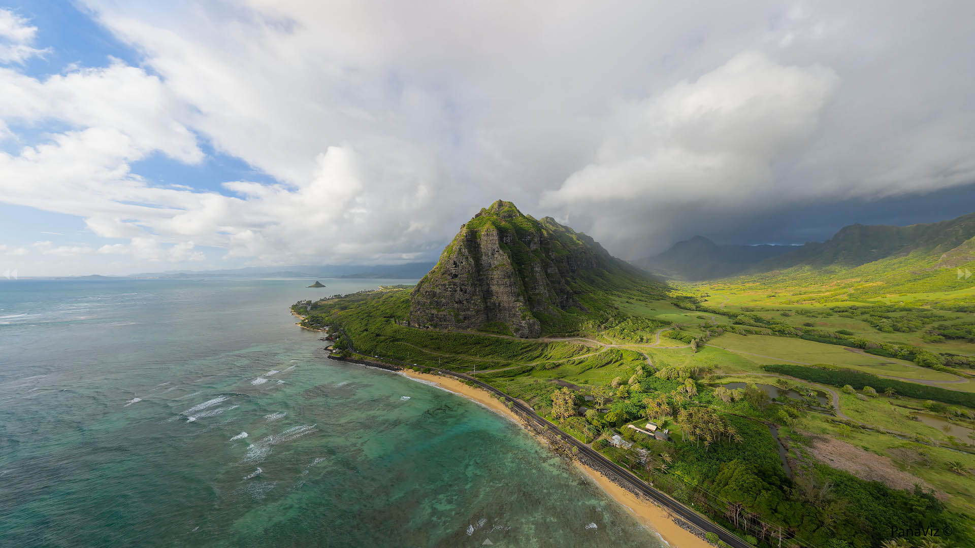 Kualoa Beach Aerial 360 Panorama. Click to Enter