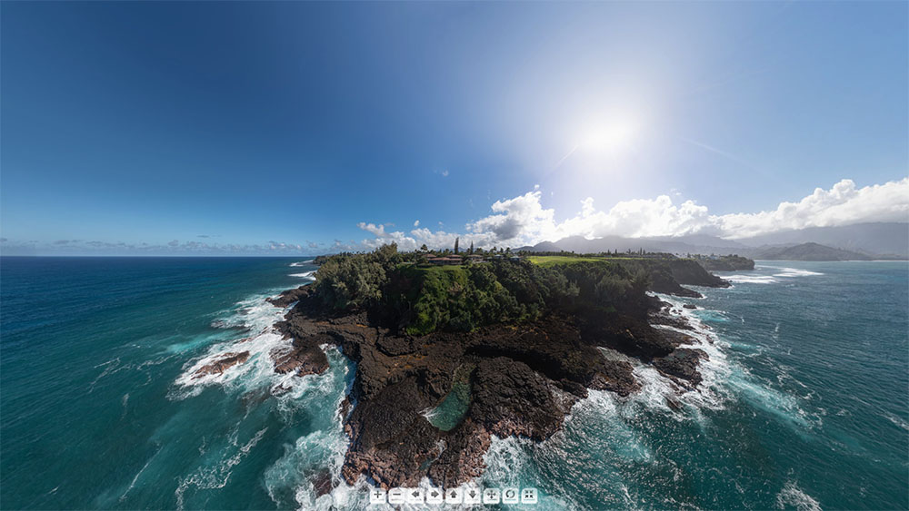 Queens Bath Kauai Aerial Panorama