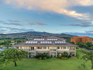 Hawaii senior living community exterior at sunset – architectural photography
