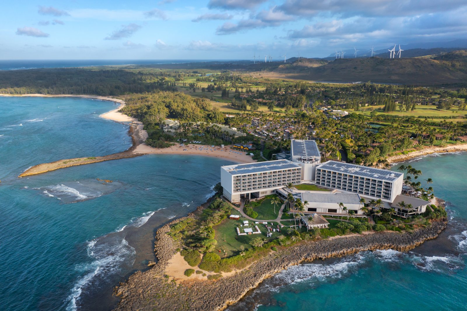 Drone photo of turtle bay resort