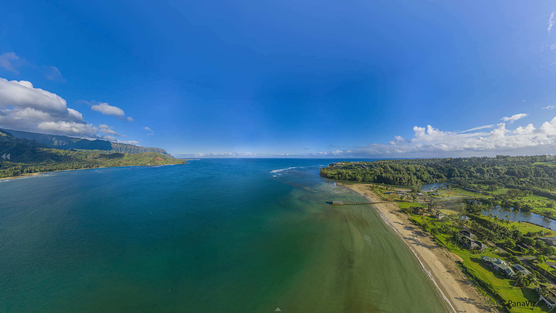 Hanalei Bay Aerial Panorama