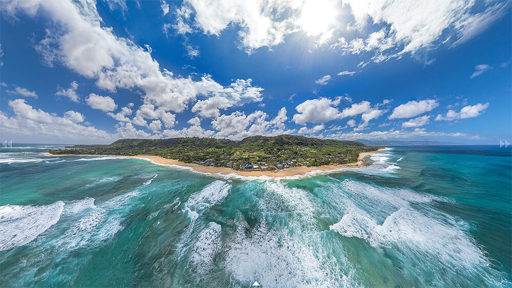 Laniakea Beach Aerial Panorama