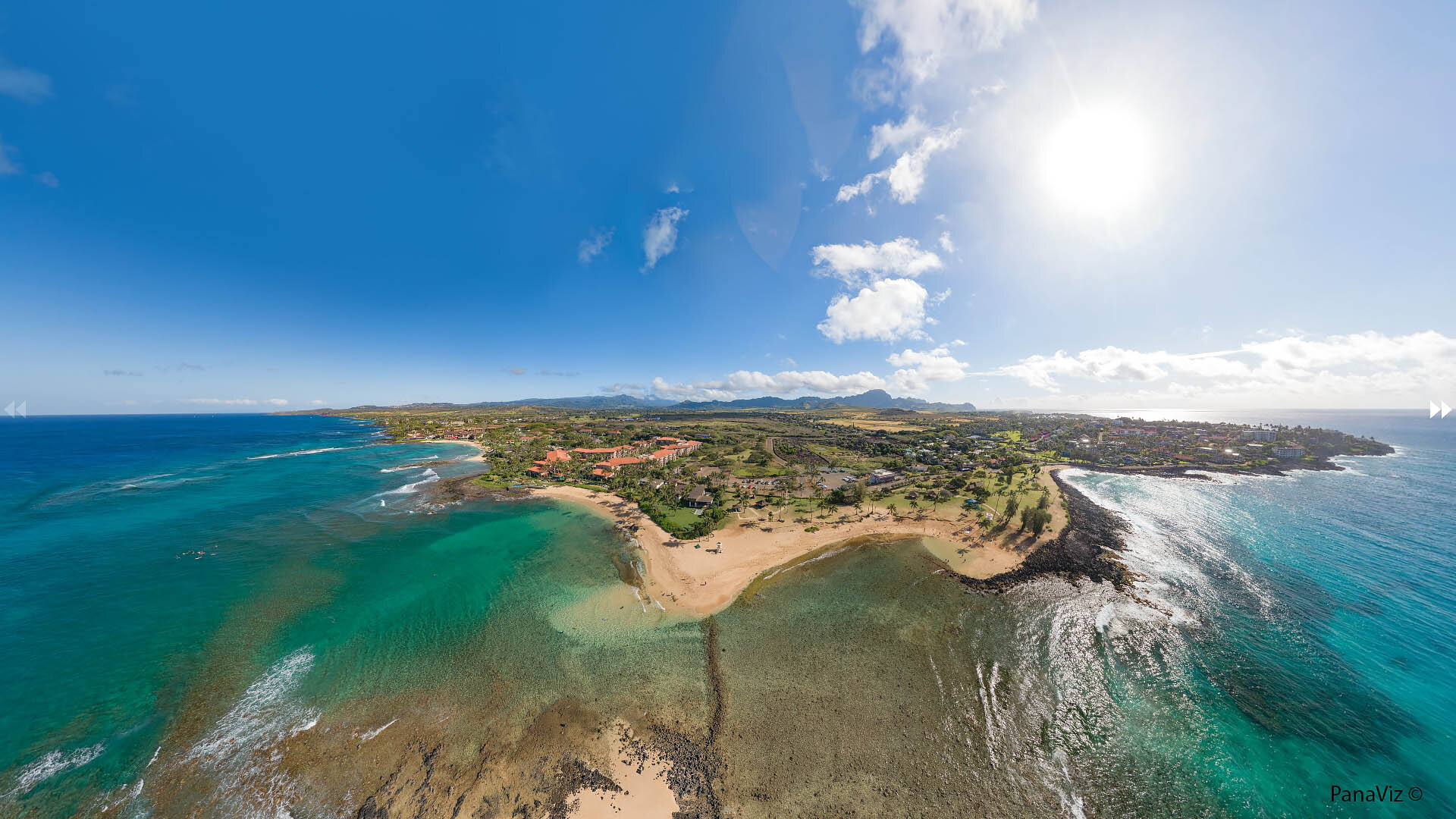 Poipu Beach Aerial Panorama